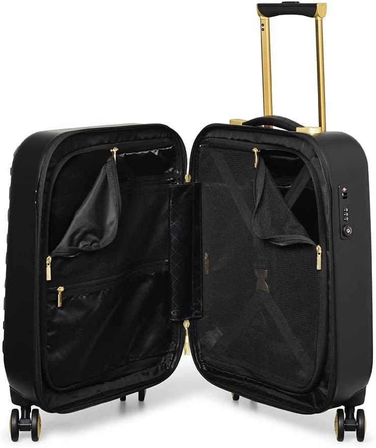 Women's Belle Fashion Lightweight Hardshell Spinner Luggage (Black, Carry-On 21-Inch)