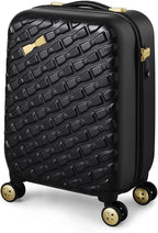 Women's Belle Fashion Lightweight Hardshell Spinner Luggage (Black, Carry-On 21-Inch)