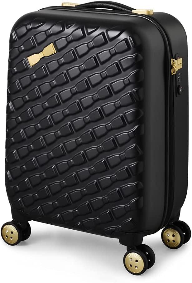 Women's Belle Fashion Lightweight Hardshell Spinner Luggage (Black, Carry-On 21-Inch)