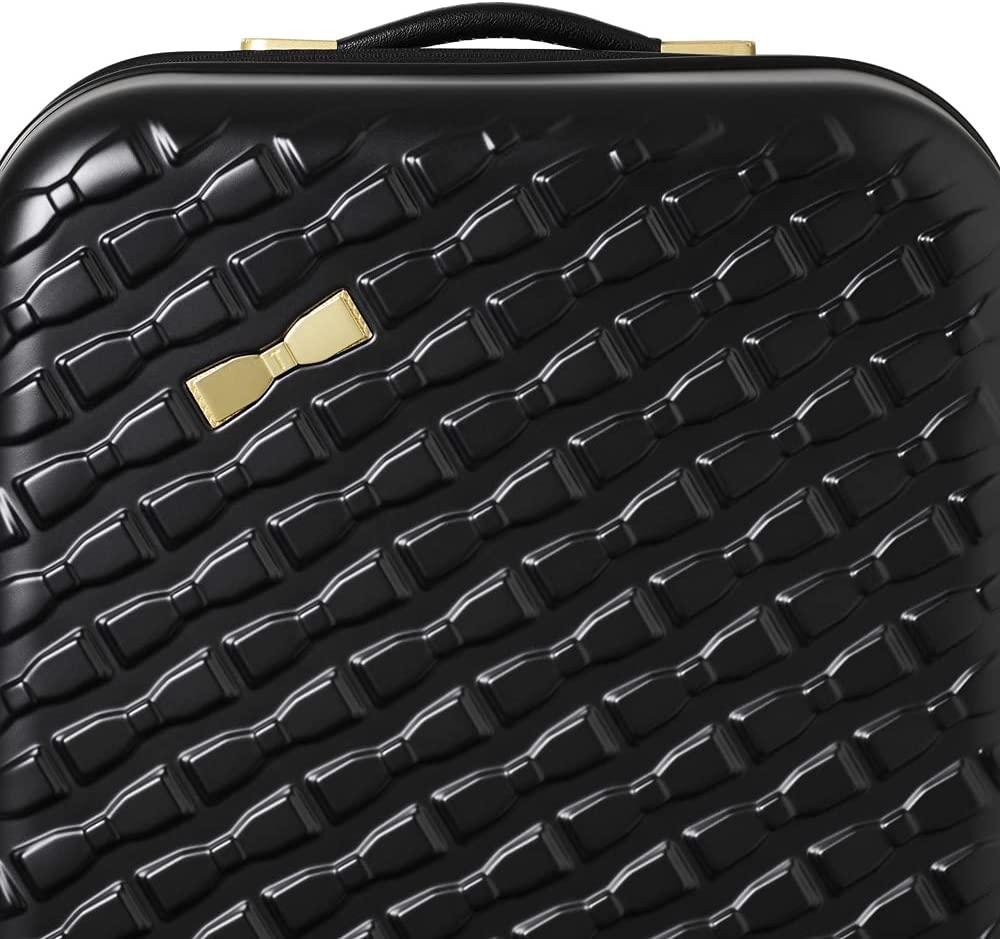 Women's Belle Fashion Lightweight Hardshell Spinner Luggage (Black, Carry-On 21-Inch)