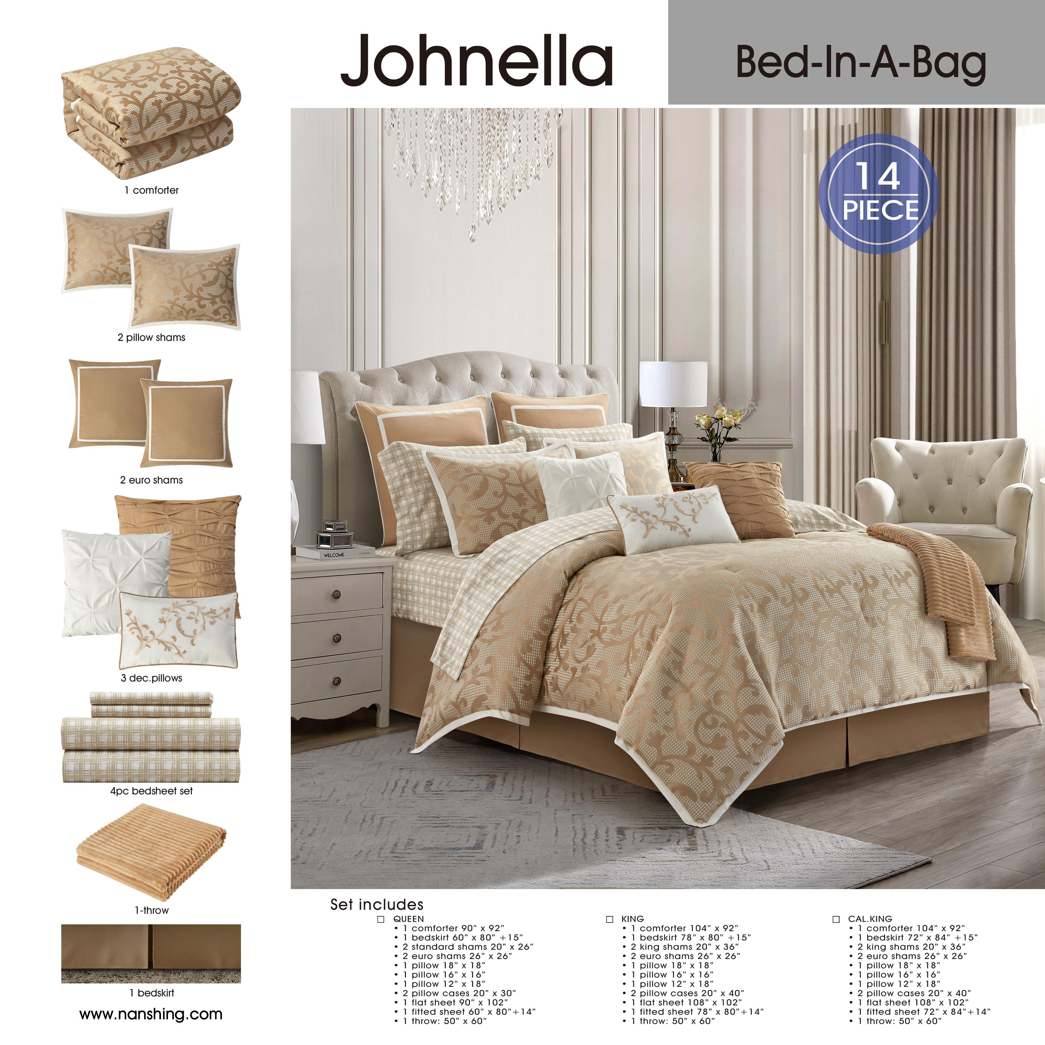 Penelope 14 Piece Paisley Jacquard Comforter Set in Taupe by Nanshing, Queen