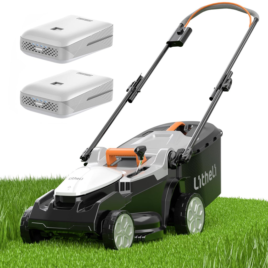 16 Inch Lawn Mower 2x20V Electric Coreless Lawn Mower Lightweight Push Mower with 6-Position Height Adjustment, 2 x 4.0Ah Battery Include.