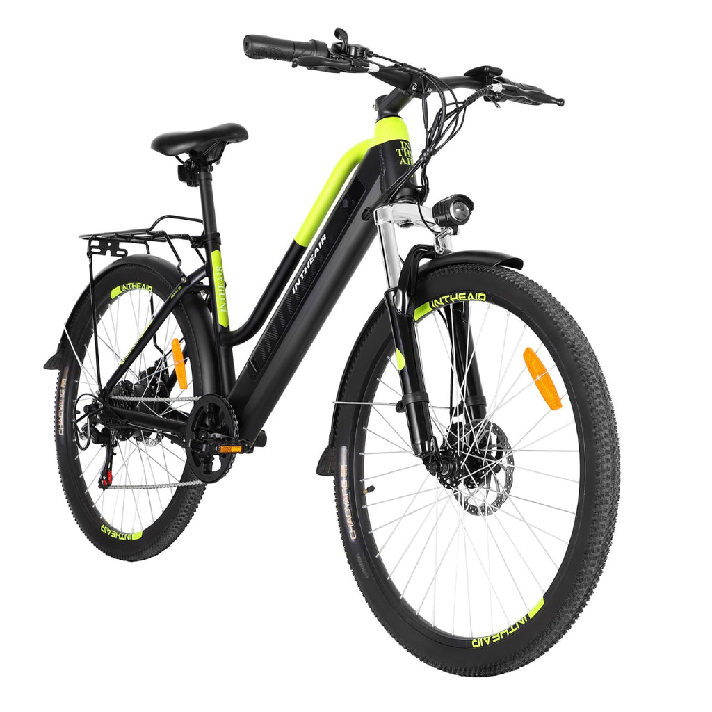 INTHEAIR Adults 26 In. 350 W Electric Mountain Commuter Bicycle for Women Men with 36 V/10.4 Ah Hidden Removable Battery, Fast Charge,  7 Speed Gears