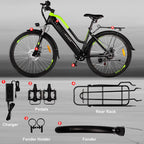 INTHEAIR Adults 26 In. 350 W Electric Mountain Commuter Bicycle for Women Men with 36 V/10.4 Ah Hidden Removable Battery, Fast Charge,  7 Speed Gears