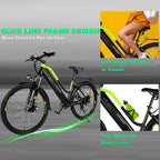 INTHEAIR Adults 26 In. 350 W Electric Mountain Commuter Bicycle for Women Men with 36 V/10.4 Ah Hidden Removable Battery, Fast Charge,  7 Speed Gears