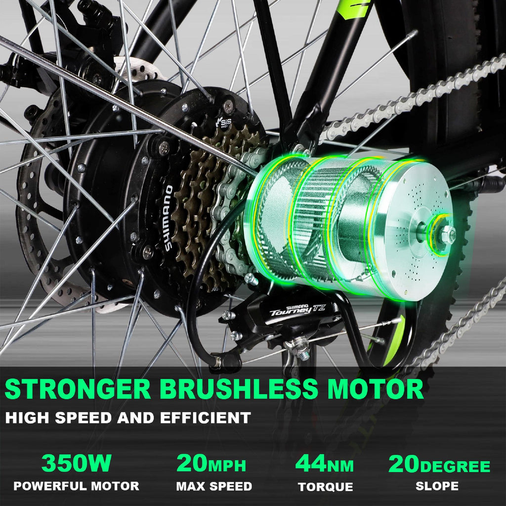INTHEAIR Adults 26 In. 350 W Electric Mountain Commuter Bicycle for Women Men with 36 V/10.4 Ah Hidden Removable Battery, Fast Charge,  7 Speed Gears
