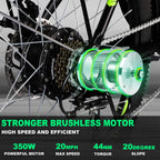 INTHEAIR Adults 26 In. 350 W Electric Mountain Commuter Bicycle for Women Men with 36 V/10.4 Ah Hidden Removable Battery, Fast Charge,  7 Speed Gears