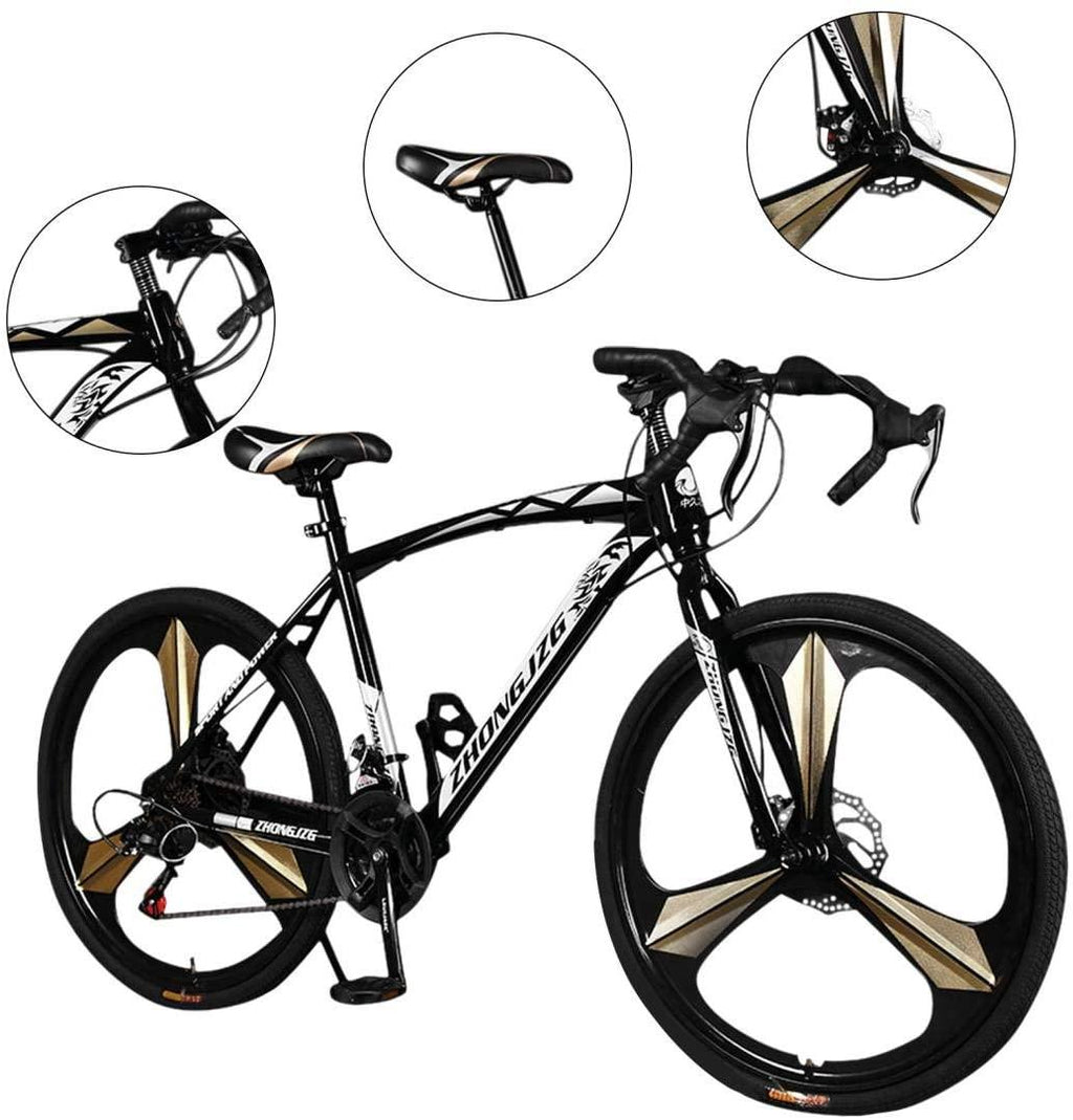 LISMENT Road Bike,High Carbon Steel Road Bicycle for Men&amp;Women,700c 3 Spoke Aluminum Wheels,Road Race Bike for Beginners