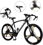 LISMENT Road Bike,High Carbon Steel Road Bicycle for Men&amp;Women,700c 3 Spoke Aluminum Wheels,Road Race Bike for Beginners