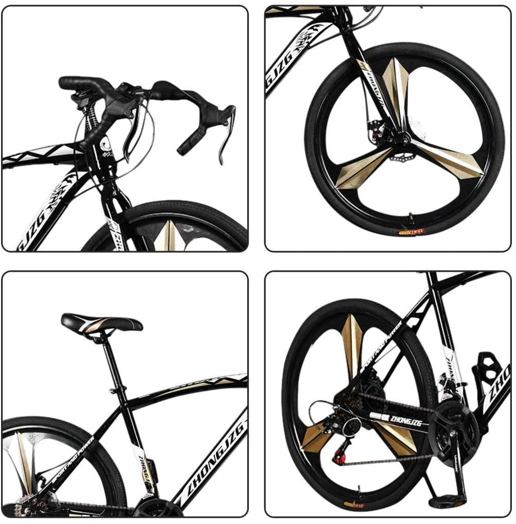 LISMENT Road Bike,High Carbon Steel Road Bicycle for Men&amp;Women,700c 3 Spoke Aluminum Wheels,Road Race Bike for Beginners
