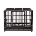 PANEY LarHeavy Duty Rolling Dog CaCrate Kennel Metal Pet Playpen w/Wheels Double Door