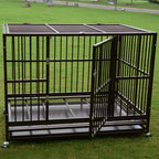 PANEY LarHeavy Duty Rolling Dog CaCrate Kennel Metal Pet Playpen w/Wheels Double Door