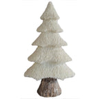 44 in. Christmas White Plush Tree with Faux-Bark Trunk