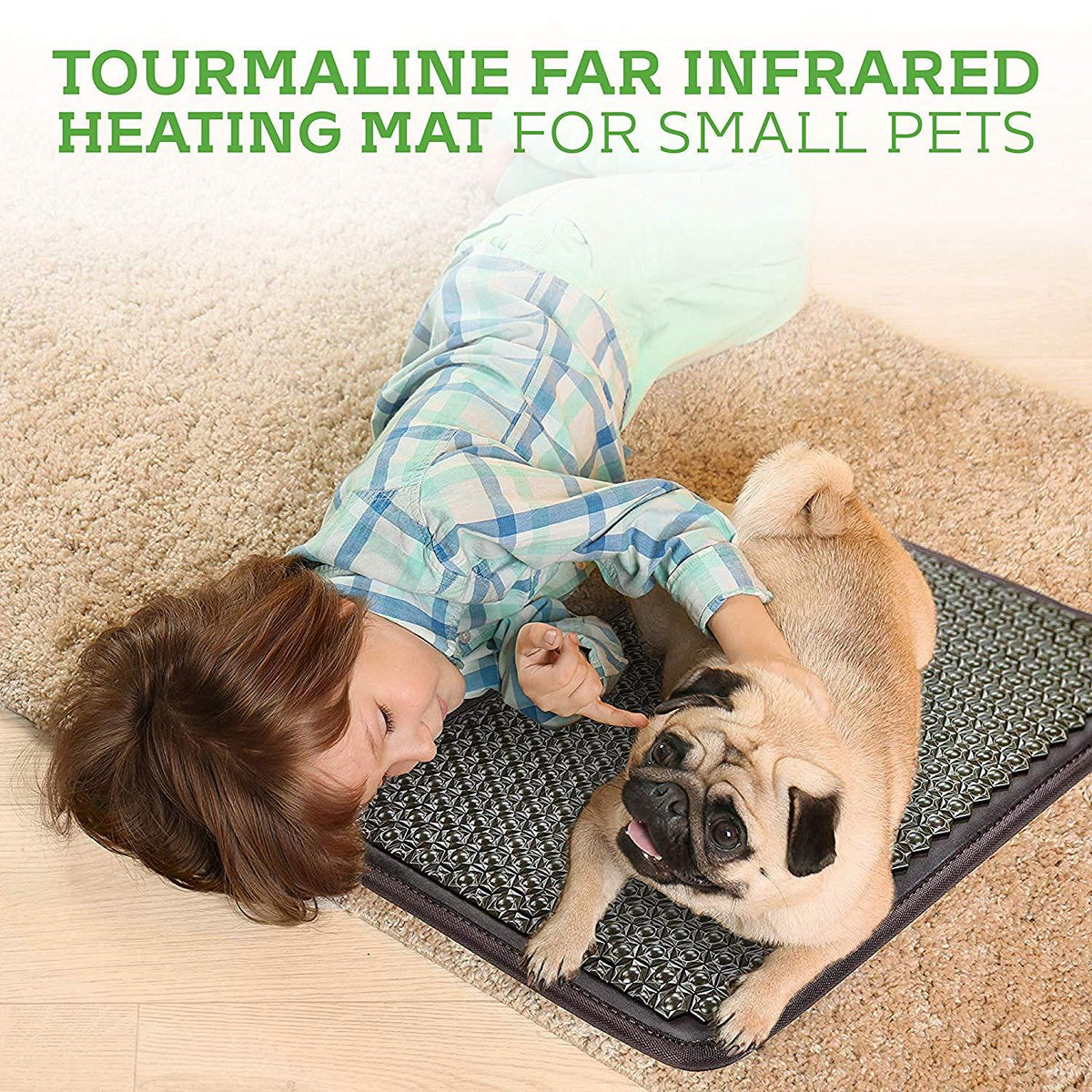 HealthyLine 4-in-1 Pet Mat Tourmaline Medium 3220 Firm - Heating Pet Bed with Far Infrared Rays Therapy - PEMF 7.8 Hz - Tension and Muscle Relaxation Hot Stone Therapy - Negative Ion Therapy