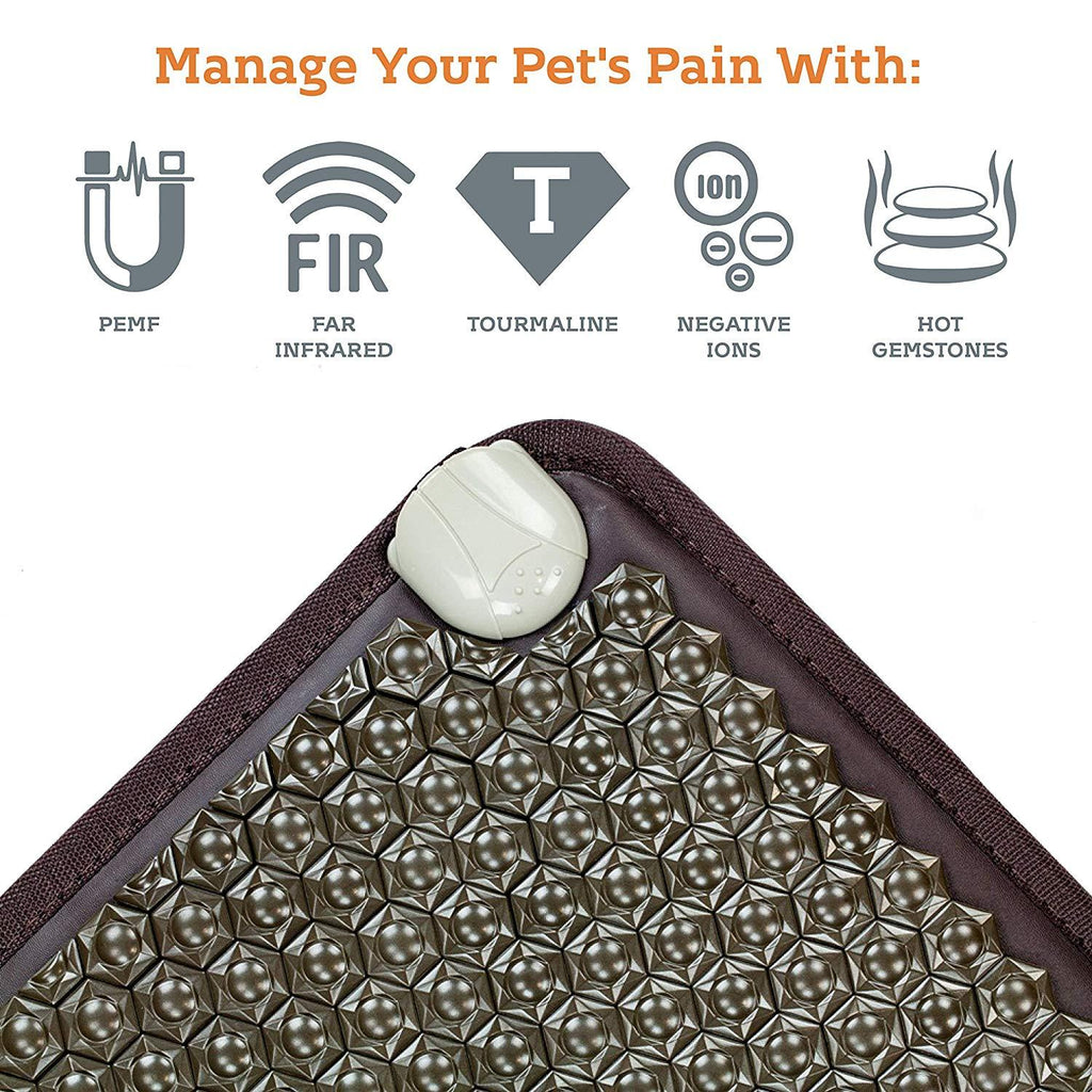 HealthyLine 4-in-1 Pet Mat Tourmaline Medium 3220 Firm - Heating Pet Bed with Far Infrared Rays Therapy - PEMF 7.8 Hz - Tension and Muscle Relaxation Hot Stone Therapy - Negative Ion Therapy