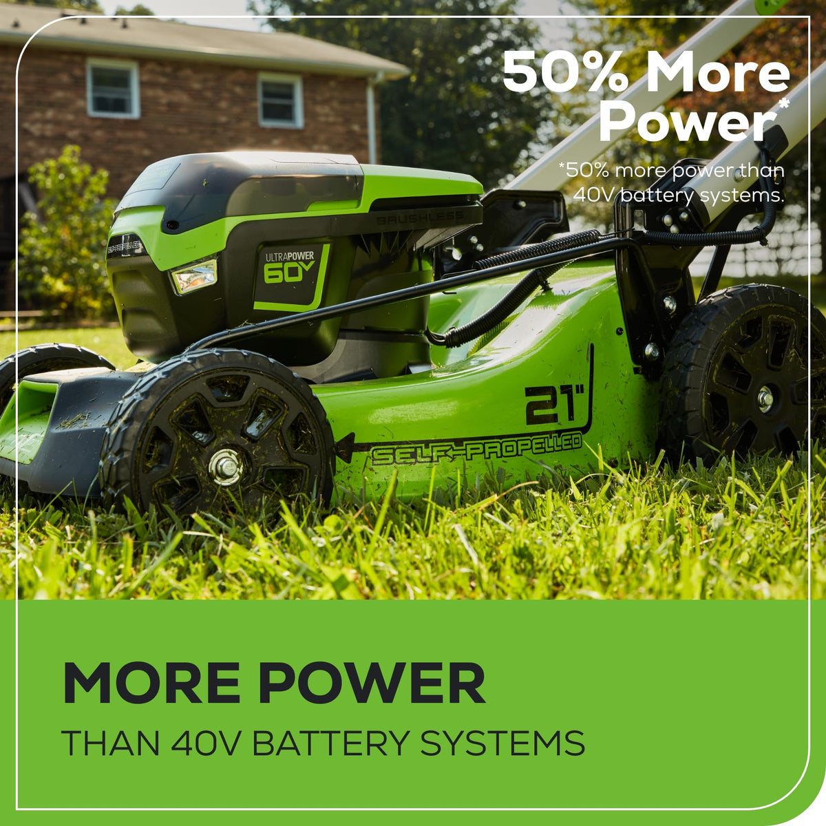 60V 21" Brushless (Self-Propelled) Cordless Lawn Mower, 2 x 4.0Ah Batteries (3/4 Acre, Rapid Charger, 4-in-1, LED Lights, IPX4)