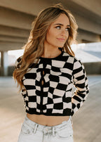 sweater cardigan - black &amp; beige