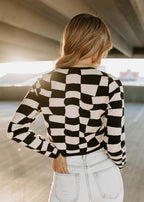 sweater cardigan - black &amp; beige