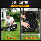 Cordless Lawn Mower Compatible with Dewalt 20V MAX Battery | 14", 2-in-1 Brushless Electric Lawn Mower for Small Yards, Push Mowers with 5-Position Height Adjustment, Black (Tool Only)