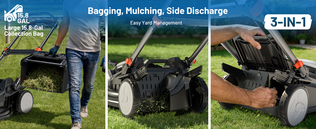 21" 40V Cordless Lawn Mower, Self-Propelled &amp; Push 2-in-1 Battery Powered Lawnmower with 2 x 8.0Ah