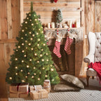 6.5 ft. Pre-Lit Christmas Tree Artificial with Warm White Lights, Green