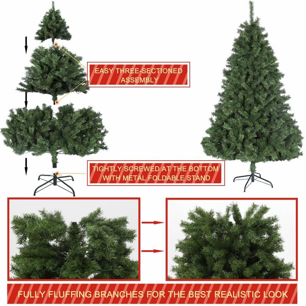 6.5 ft. Pre-Lit Christmas Tree Artificial with Warm White Lights, Green