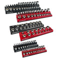 Magnetic Socket Organizer Set, 1/2", 1/4" and 3/8" SAE & Metric Deep & Shallow Socket Holder Kit, holds 141 stanard Sockets, attaches to steel box/tool cart (sockets not included) 丨6PCS