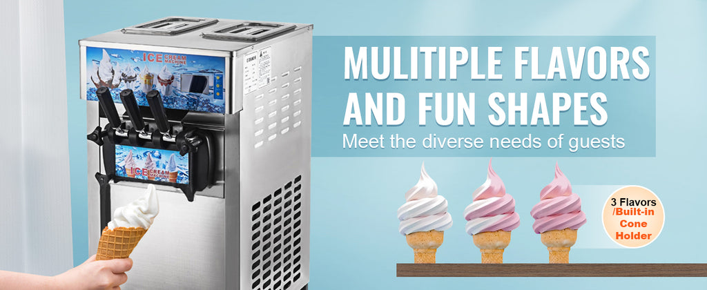 Soft Serve Ice Cream Machine, 18L/H Yield Commercial Ice Cream Maker, 1200W Countertop Soft Serve Ice Cream Maker with LCD Panel Puffing ShortaAlarm for Bars Coffee Shop Restaurant (ZM-168)