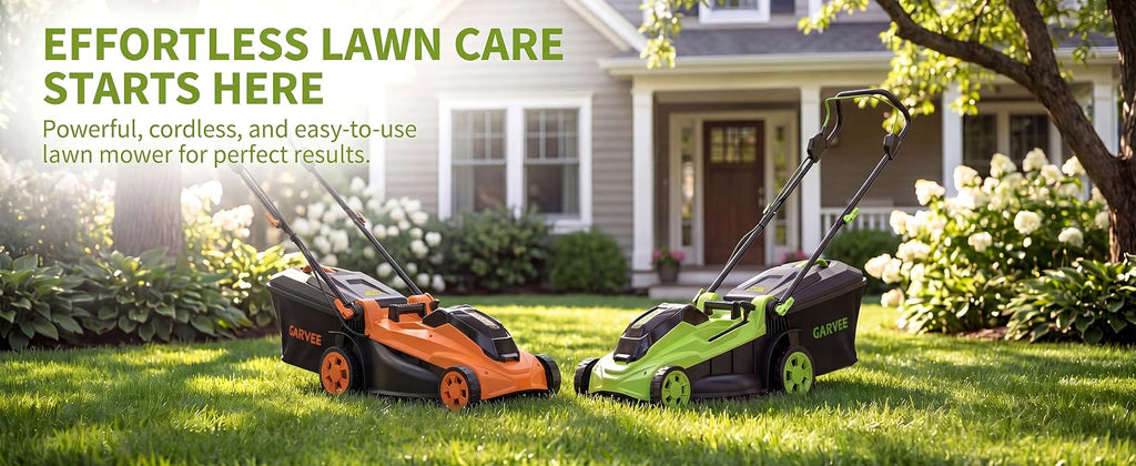 Cordless Lawn Mower, 17-Inch Battery Powered Electric Push Mower, 2-in-1 Mulching &amp; Bagging, 6 Cutting Heights, 40L Grass Bag, Lightweight Walk-Behind Mower for Small to Medium Yards, Orange