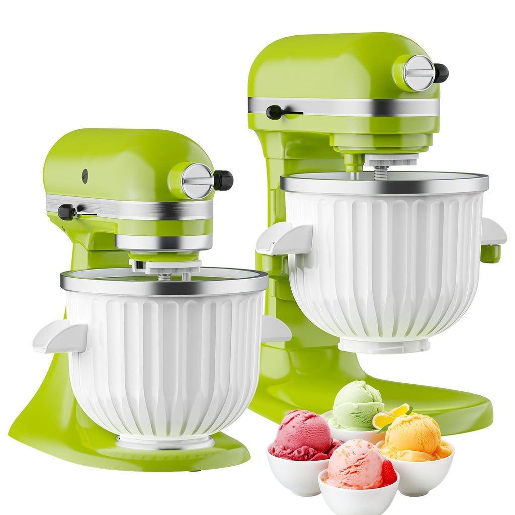 Ice Cream Maker Attachment for  Stand Mixer, Compatible with 4.5/5Qt & Larger  Stand Mixer, 2 Quart Frozen Ice Cream Bowl, Yogurt & Sorbet Gelato, White