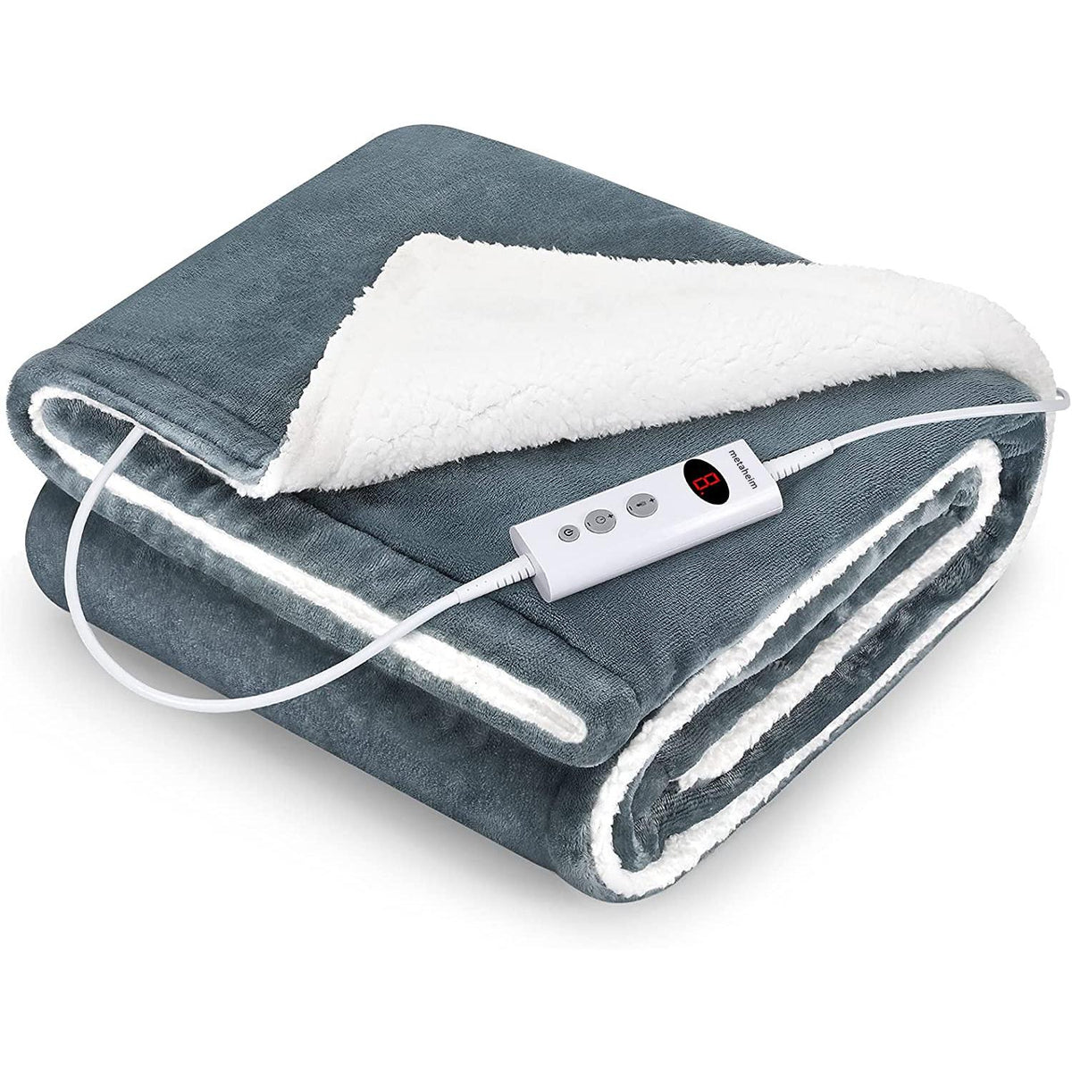 metaheim 50"x60" Electric Heated Blanket Flannel &amp; Shu Velveteen Reversible Throw Blanket