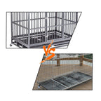 FURUISEN 37/42/48 Inch Heavy Duty Dog Crate, Strong Metal Military Pet Kennel Playpen LarDogs Cawith Lockable Wheels &amp; Two Prevent Escape Lock