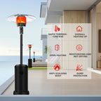 DJKDJL Outdoor Patio Heater With Wheels,Propane 46,000 BTU Premium Outdoor Patio Heater, Black, 87*46*46CM