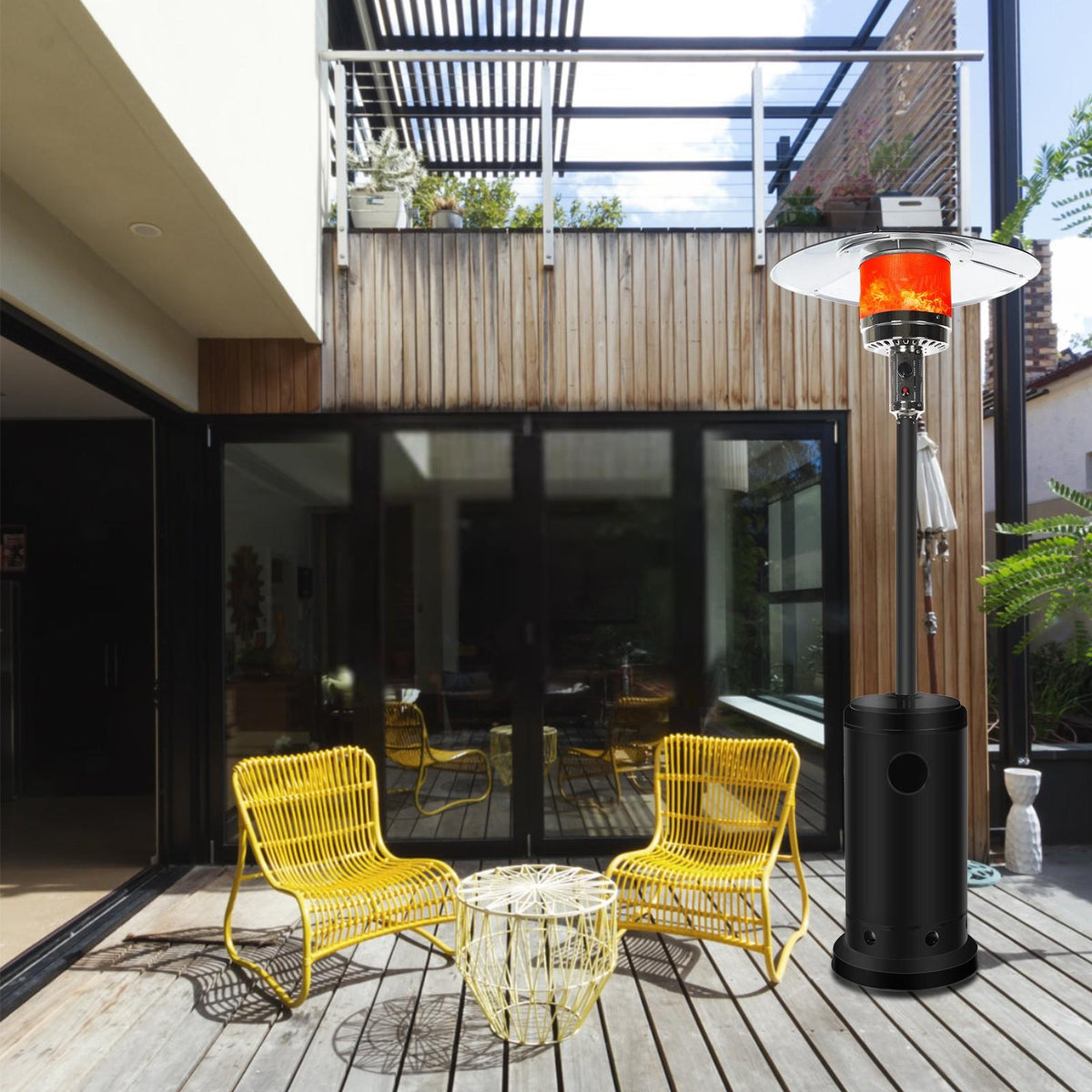 DJKDJL Outdoor Patio Heater With Wheels,Propane 46,000 BTU Premium Outdoor Patio Heater, Black, 87*46*46CM
