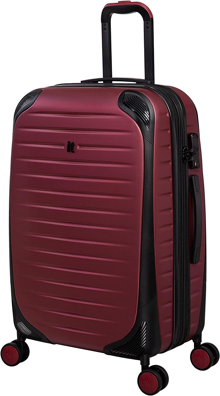 Lineal 28" Hardside Checked 8 Wheel Expandable Spinner, Red
