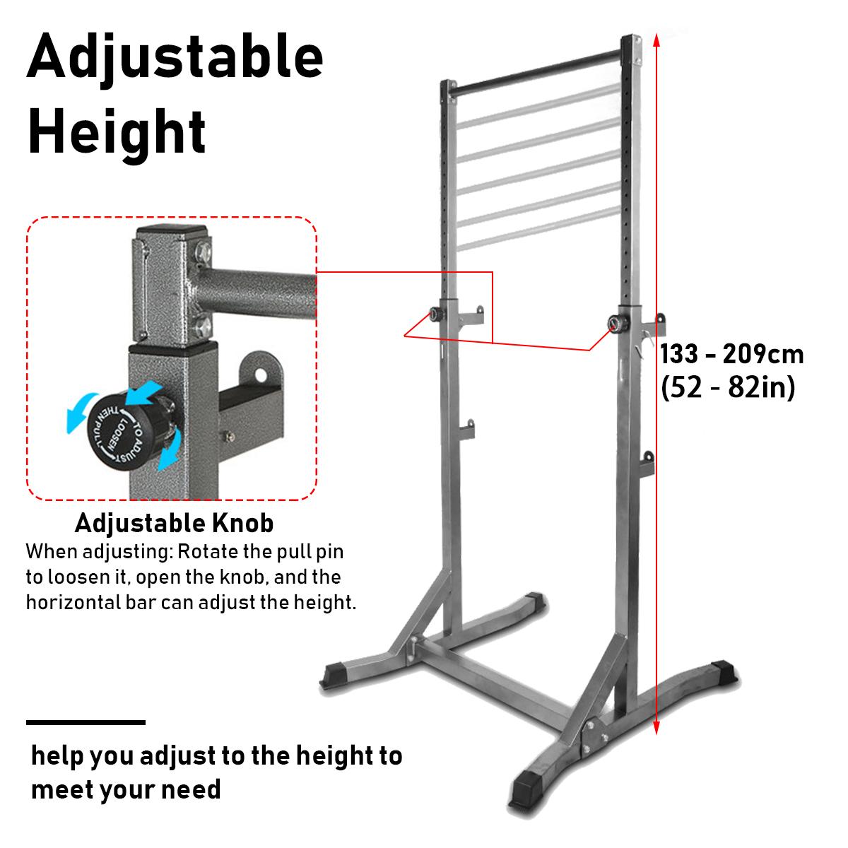 Pull-up &amp; Squat Rack 2x2in Tubes. Power Rack with Adjustable Pull Up Bar &amp; J-Cups. Commercial Grade Squat Stand for Strength Training &amp; Weightlifting.