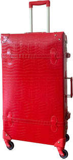 Cute  Look Lightweight Spinner Luggage Set of 2 Pieces, Travel Set includes a Tote Bag, Luxury er Retro Trunk Luggage (26"+12", Red)