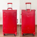 Cute  Look Lightweight Spinner Luggage Set of 2 Pieces, Travel Set includes a Tote Bag, Luxury er Retro Trunk Luggage (26"+12", Red)