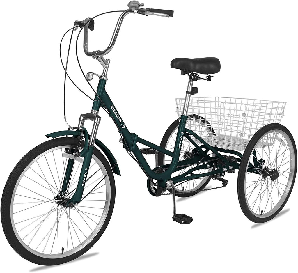 Barbella Adult Folding Tricycles Folding Bikes, 7 Speed 20/24/26 Inch 3 Wheel Adult Trikes Cruiser Bike with LarBasket, Foldable Tricycle for Adults, Women, Men, Seniors