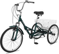 Barbella Adult Folding Tricycles Folding Bikes, 7 Speed 20/24/26 Inch 3 Wheel Adult Trikes Cruiser Bike with LarBasket, Foldable Tricycle for Adults, Women, Men, Seniors