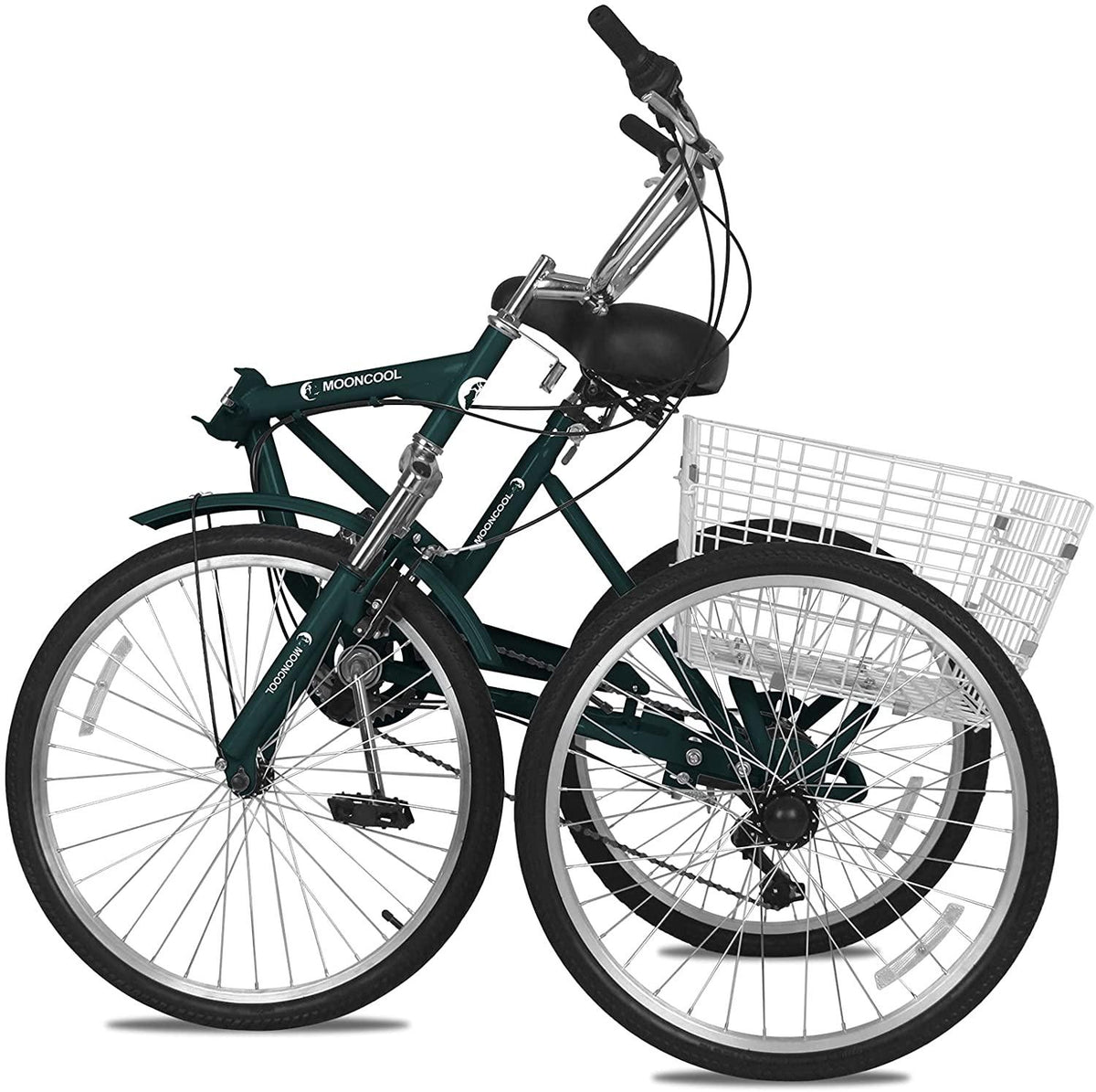 Barbella Adult Folding Tricycles Folding Bikes, 7 Speed 20/24/26 Inch 3 Wheel Adult Trikes Cruiser Bike with LarBasket, Foldable Tricycle for Adults, Women, Men, Seniors