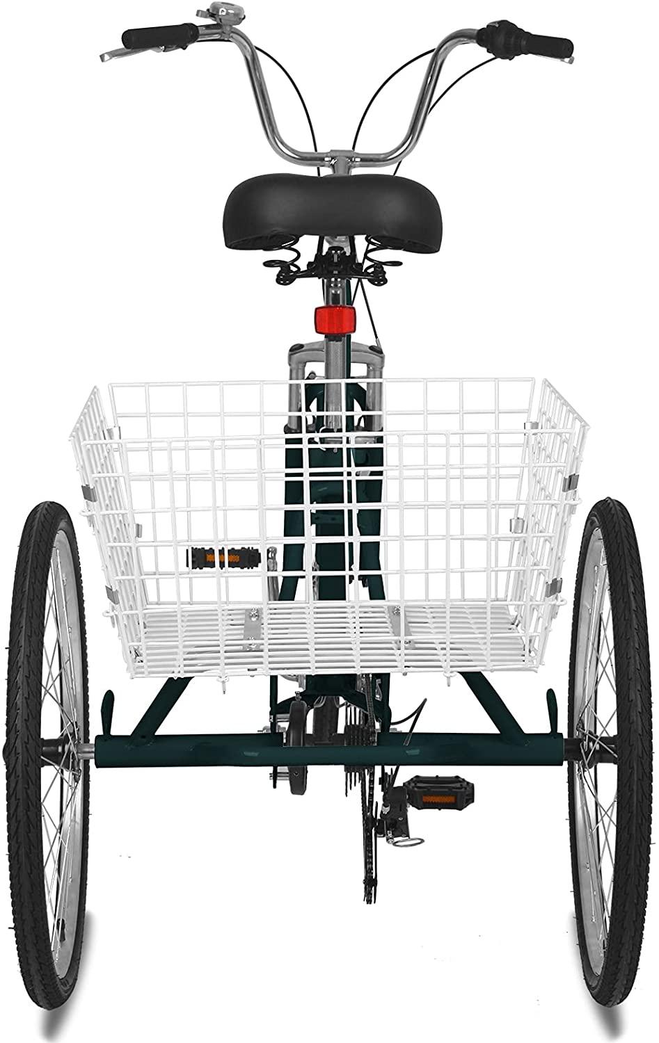 Barbella Adult Folding Tricycles Folding Bikes, 7 Speed 20/24/26 Inch 3 Wheel Adult Trikes Cruiser Bike with LarBasket, Foldable Tricycle for Adults, Women, Men, Seniors