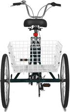 Barbella Adult Folding Tricycles Folding Bikes, 7 Speed 20/24/26 Inch 3 Wheel Adult Trikes Cruiser Bike with LarBasket, Foldable Tricycle for Adults, Women, Men, Seniors