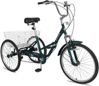 Barbella Adult Folding Tricycles Folding Bikes, 7 Speed 20/24/26 Inch 3 Wheel Adult Trikes Cruiser Bike with LarBasket, Foldable Tricycle for Adults, Women, Men, Seniors