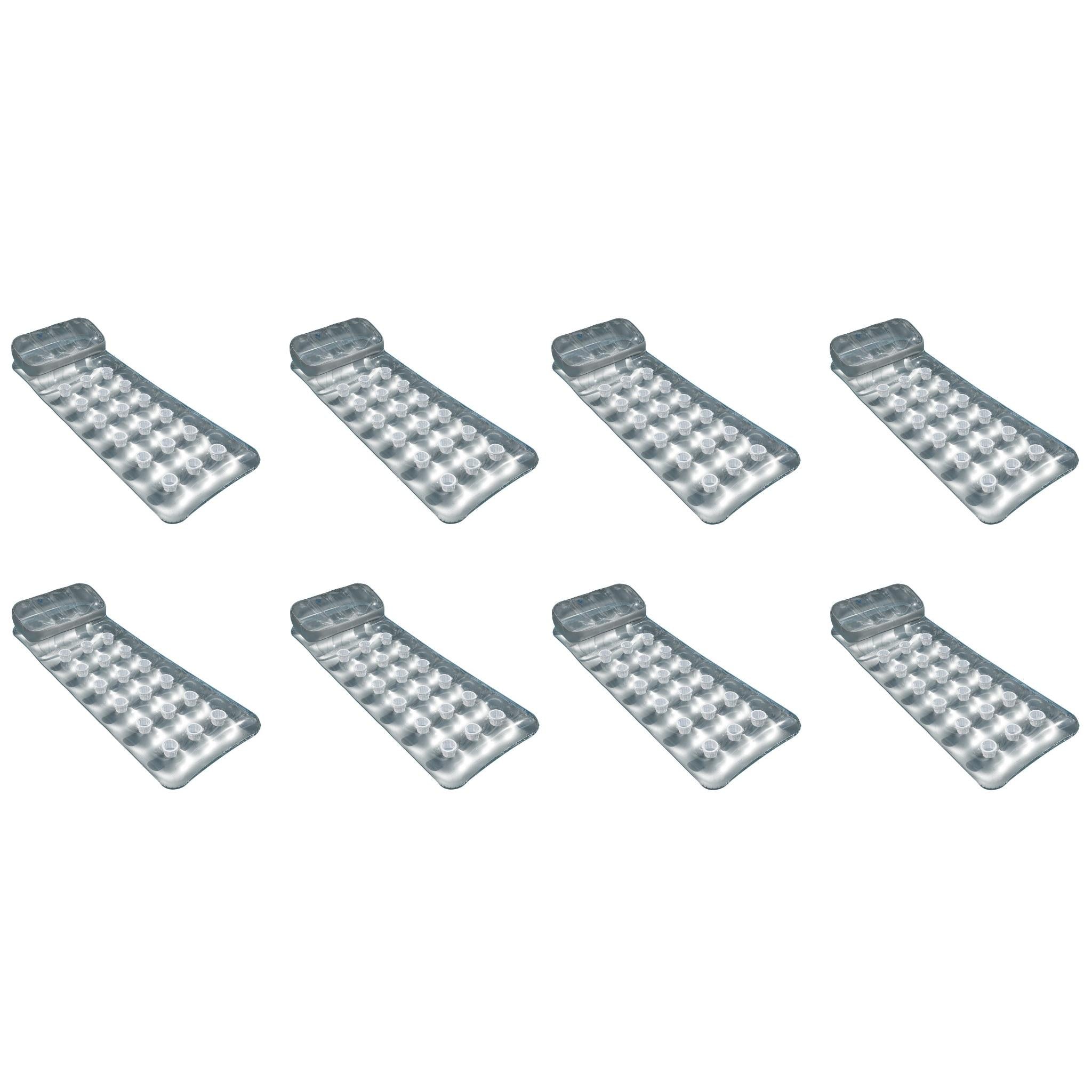 18-Pocket French Mattress Suntanner Pool Lounger Float w/ Headrest 8 Pack