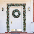 2-Pack 9 ft. Pre-Lit Greenery Pine Cones and  Red Berries Artificial Christmas Garland, with 50 White Lights with Timer