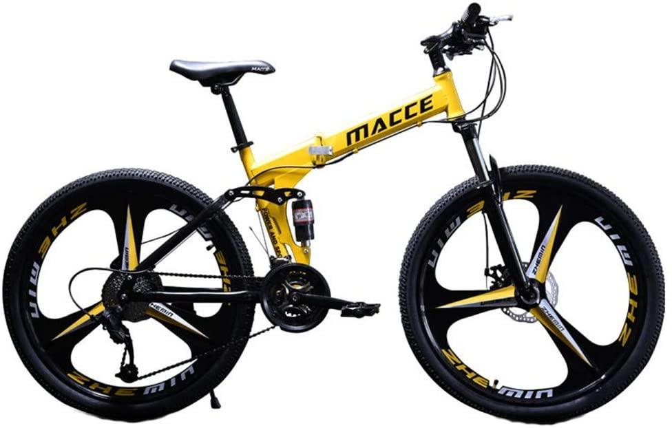 YANG-YI Mountain Bike 26 Inch 6 Spoke 21 Speed Folding Bike Double Disc Brake Suspension Fork Rear Suspension Anti-Slip Bicycles