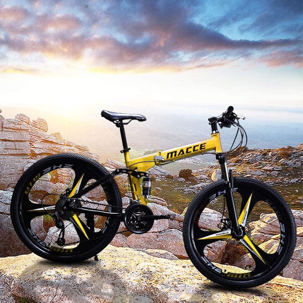 YANG-YI Mountain Bike 26 Inch 6 Spoke 21 Speed Folding Bike Double Disc Brake Suspension Fork Rear Suspension Anti-Slip Bicycles