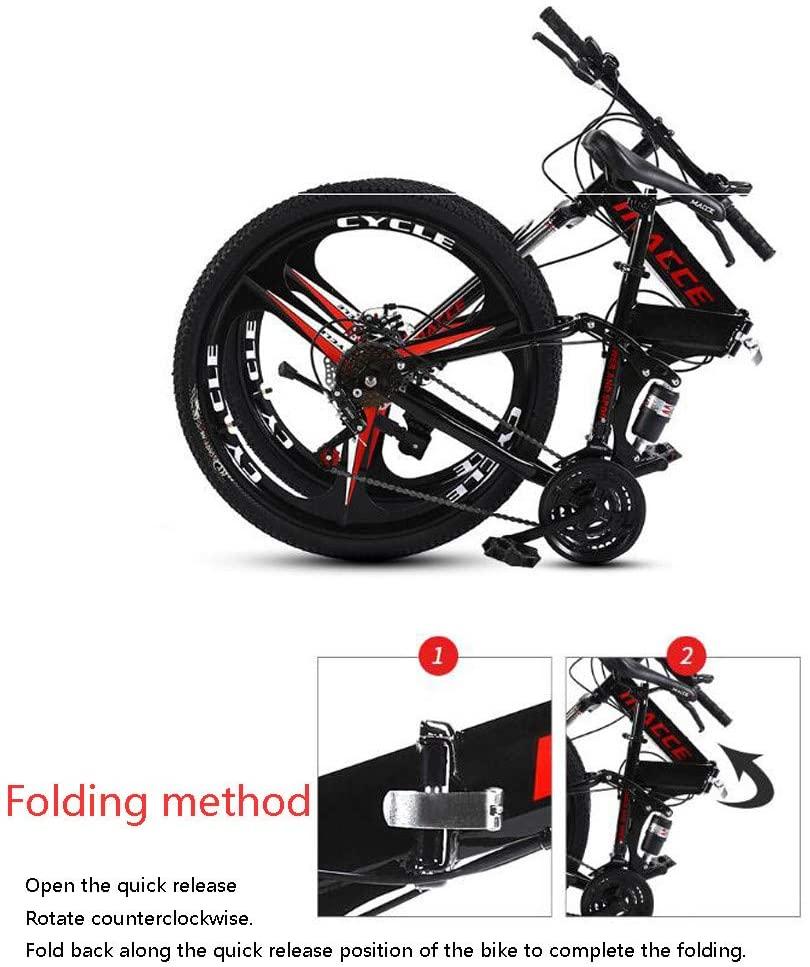 YANG-YI Mountain Bike 26 Inch 6 Spoke 21 Speed Folding Bike Double Disc Brake Suspension Fork Rear Suspension Anti-Slip Bicycles