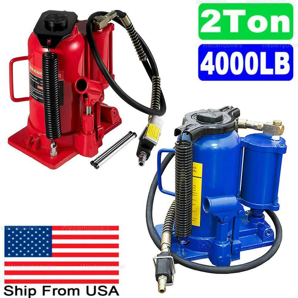 44092lb Air Hydraulic Bottle Jack 20 Ton Manual Heavy Duty Auto Truck RV Repair